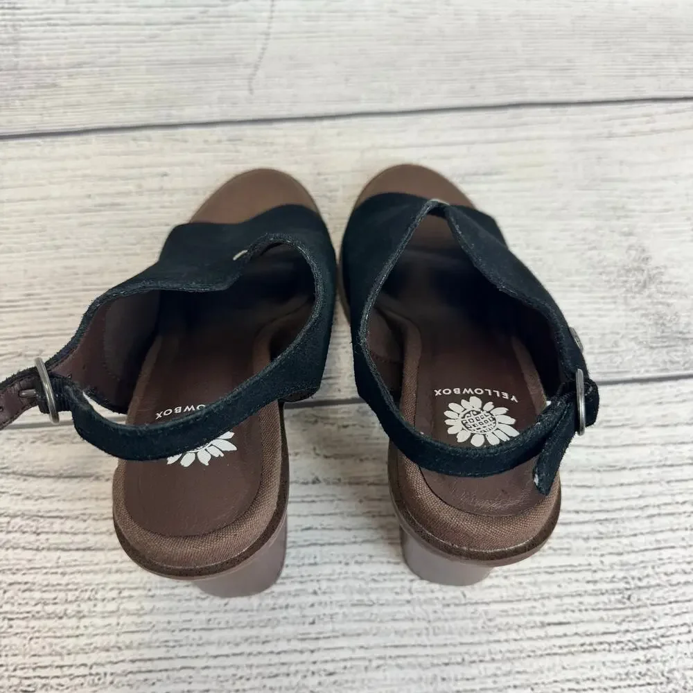 Yellow Box Women's Black Leather Carlee Heeled Sandals Size 7.5 - Picture 5 of 8